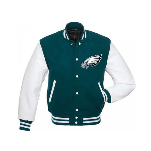 Philadelphia Eagles Varsity NFL Unisex Wool Leather Sleeves Jacket