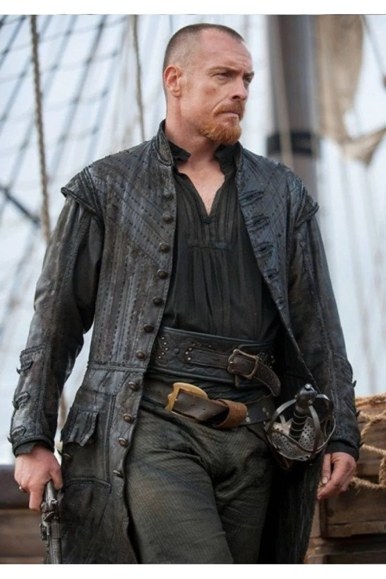 Captain Flint Coat | Men's Leather Trench Coat