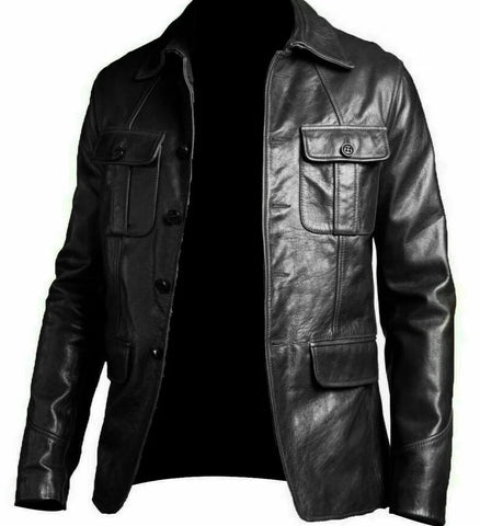 Men's Blazer Coat Vintage Biker Style Leather Jacket