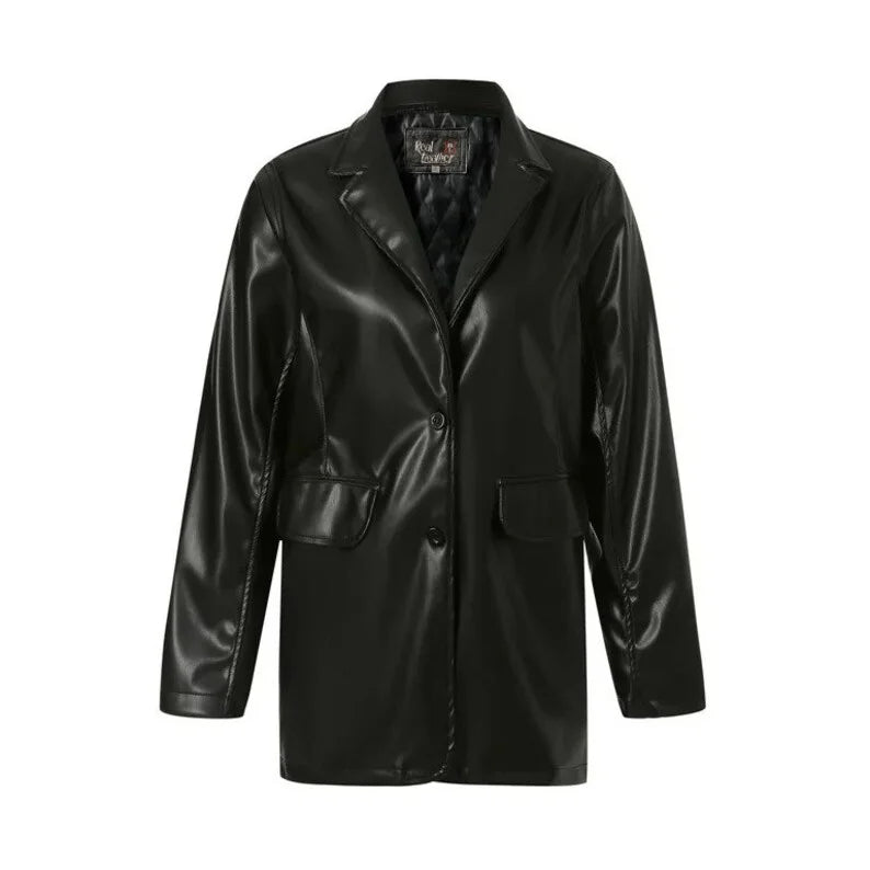 Women's Vintage Style Oversized Leather Coat