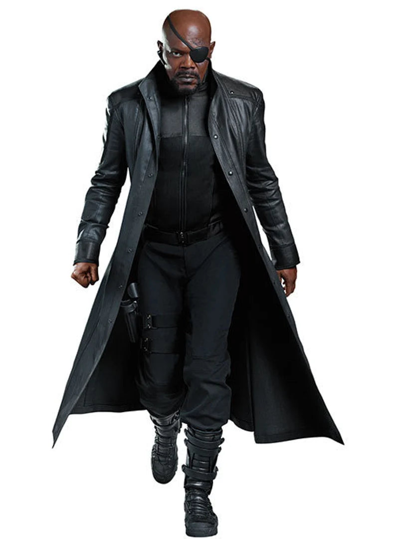 Nick Fury Black Trench Coat | Avengers Leather Coat