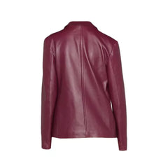 Women Purple Leather Blazer 