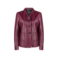 Women Purple Leather Blazer 