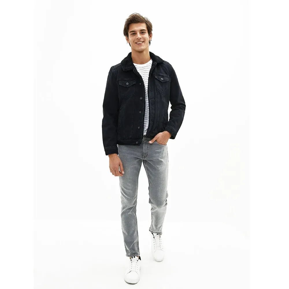 Denim Jacket With Fur | Men's Vintage Style Jacket