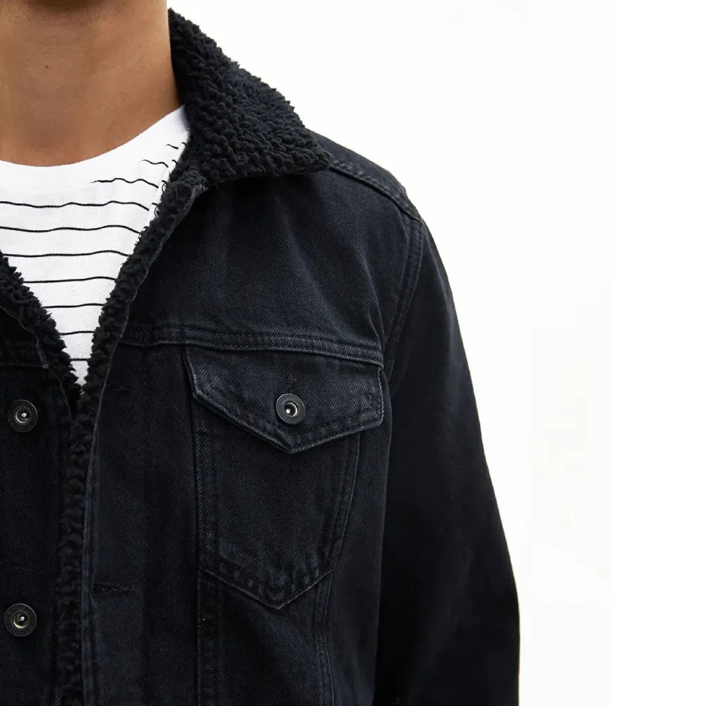 Denim Jacket With Fur | Men's Vintage Style Jacket