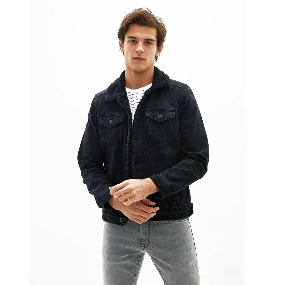 Denim Jacket With Fur | Men's Vintage Style Jacket