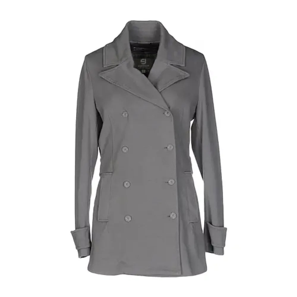 Womens Grey Double Breasted Blazer