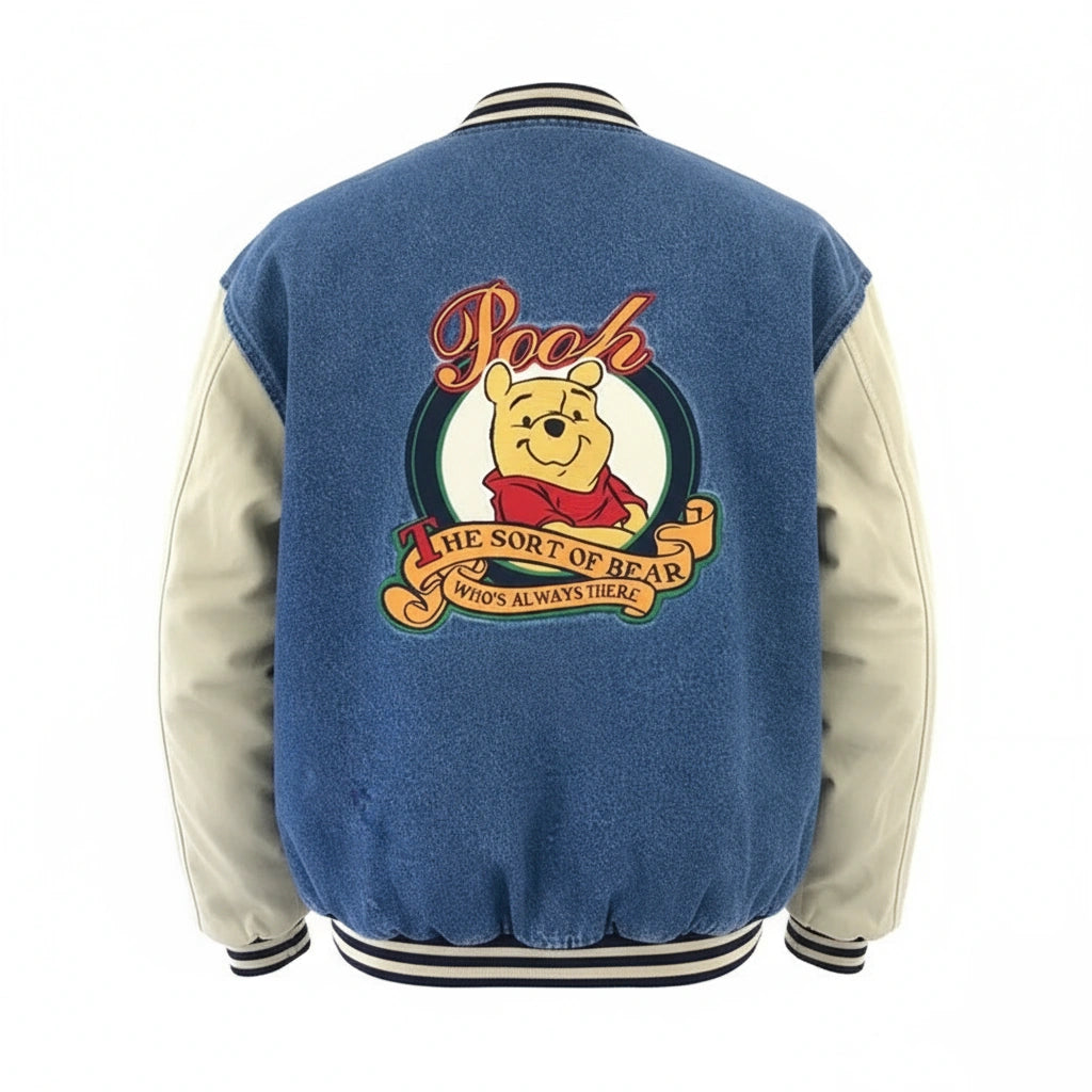 Winnie The Pooh Denim Varsity Jacket