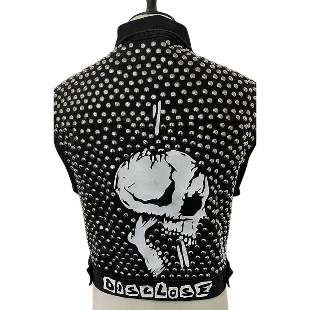 Juice Wrld Black Studded Denim Vest