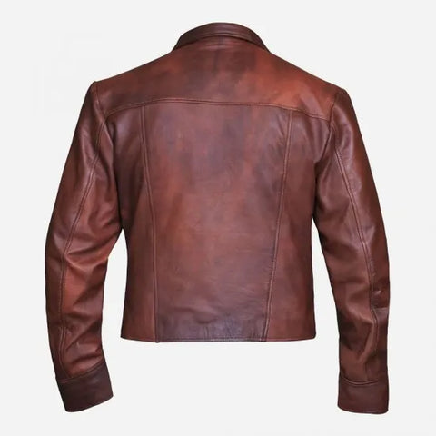 JASON MOMOA JUSTICE LEAGUE AQUAMAN DISTRESSED BROWN LEATHER JACKET