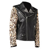 Leopard Sleeve Biker Jacket
