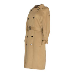 Beige Long Wool Trench Coat Womens