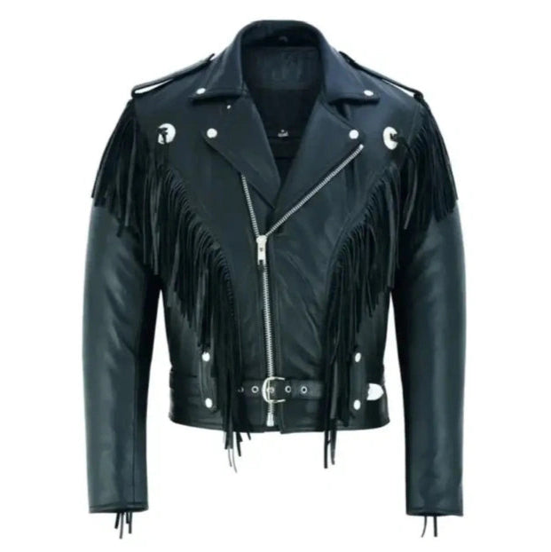 Marlon Brando Fringed Tassel Biker Leather Jacket
