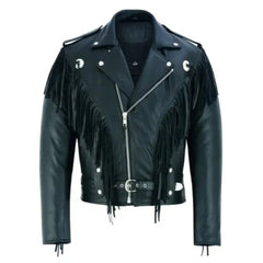 Marlon Brando Fringed Tassel Biker Leather Jacket