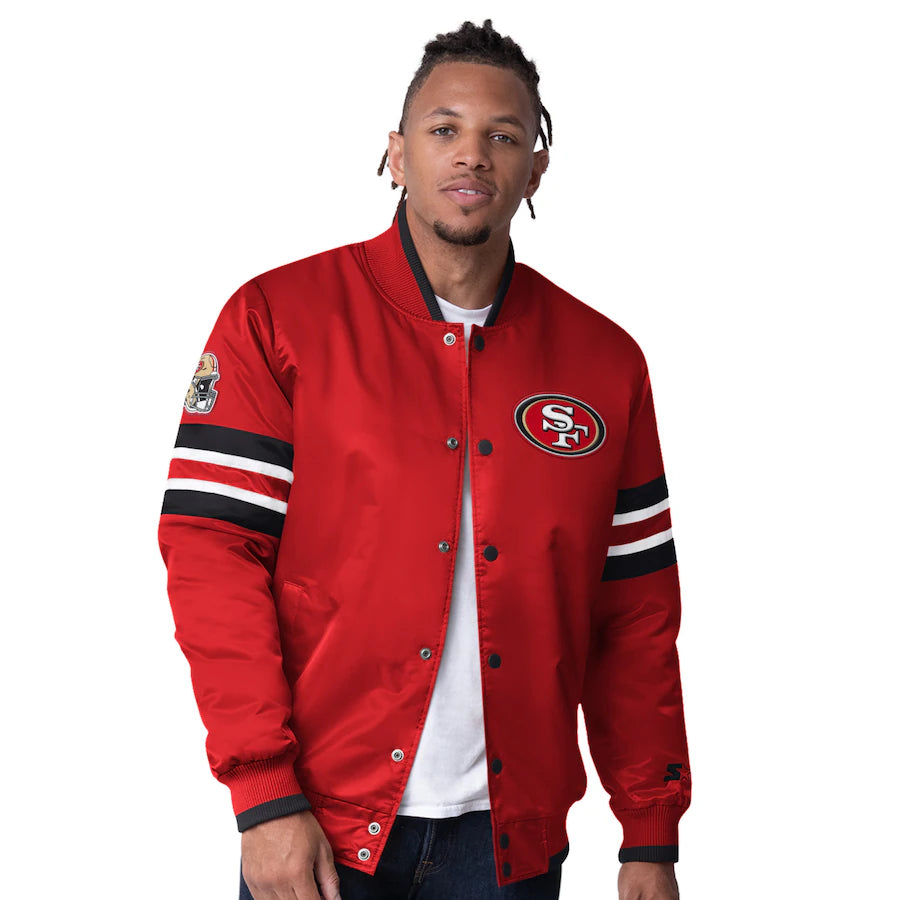 Men's San Francisco 49ers Starter Scarlet Scout I Full-Snap Varsity Jacket