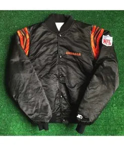 Black/White NFL Bengals Satin Jacket