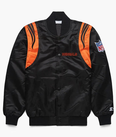 Black/White NFL Bengals Satin Jacket