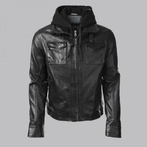 ARROW OLIVER QUEEN LEATHER HOODIE