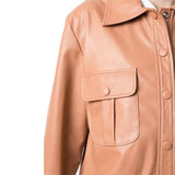 Genuine Leather Shirt Jacket | Brown color Leather Trucker Jacket