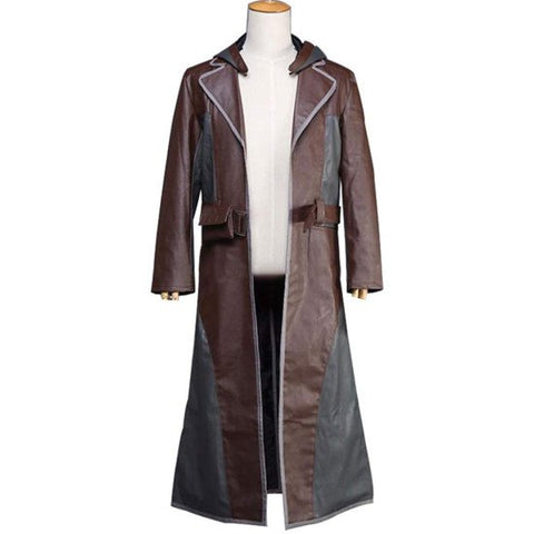 PUBG Brown and Grey Leather Coat With Hoodie