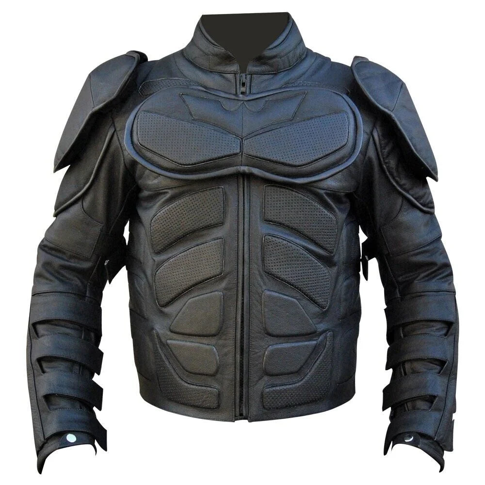 The Dark Knight Batman Cosplay Costume Batman Vs Bane Fight Safety Armored Genuine Lambskin Leather Racing Motorcycle Jacket