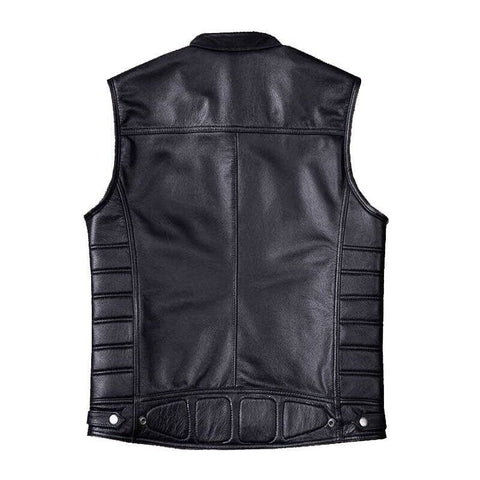 Men's Biker Style Black Leather Vest