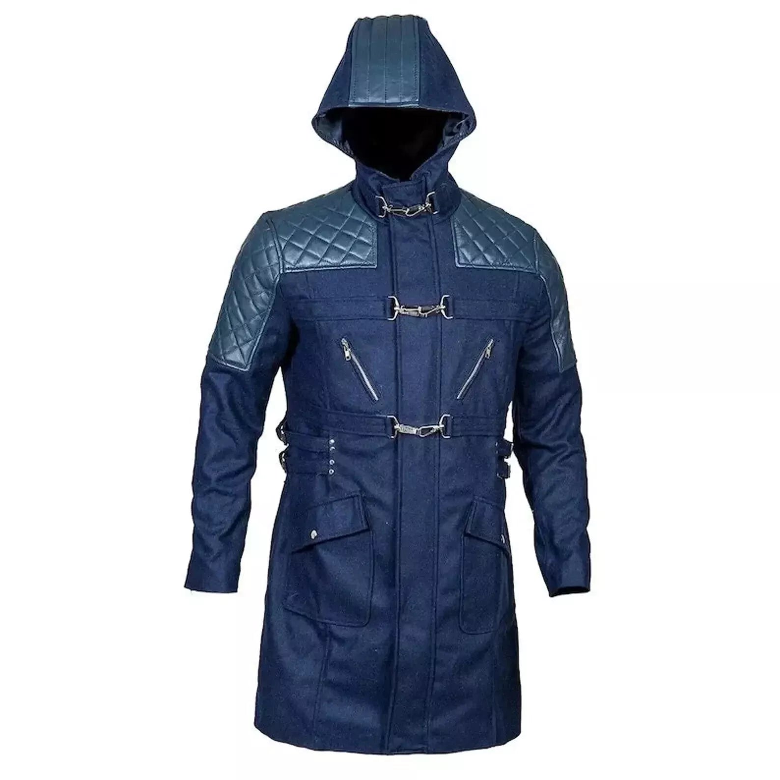 Handmade DMC Devil May Cry 5 Nero Blue Trench Hooded Coat Jacket