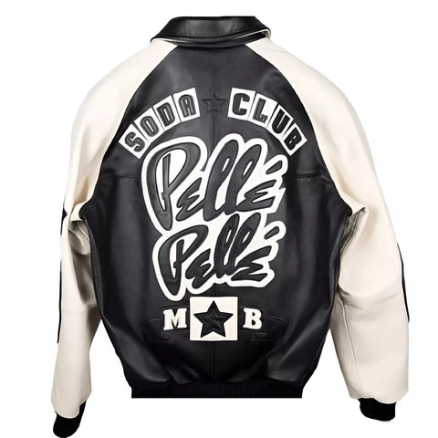 Men's Pelle Pelle Black Classic Soda Club Genuine Cowhide Leather Biker Jacket