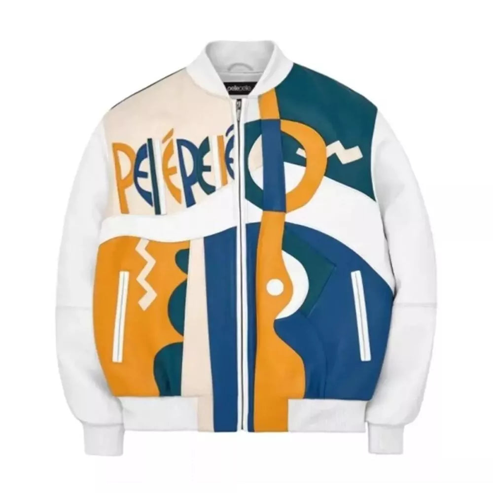 Men's Pelle Pelle cowhide Leather Picasso Plush Multicolor Real Bomber Jacket