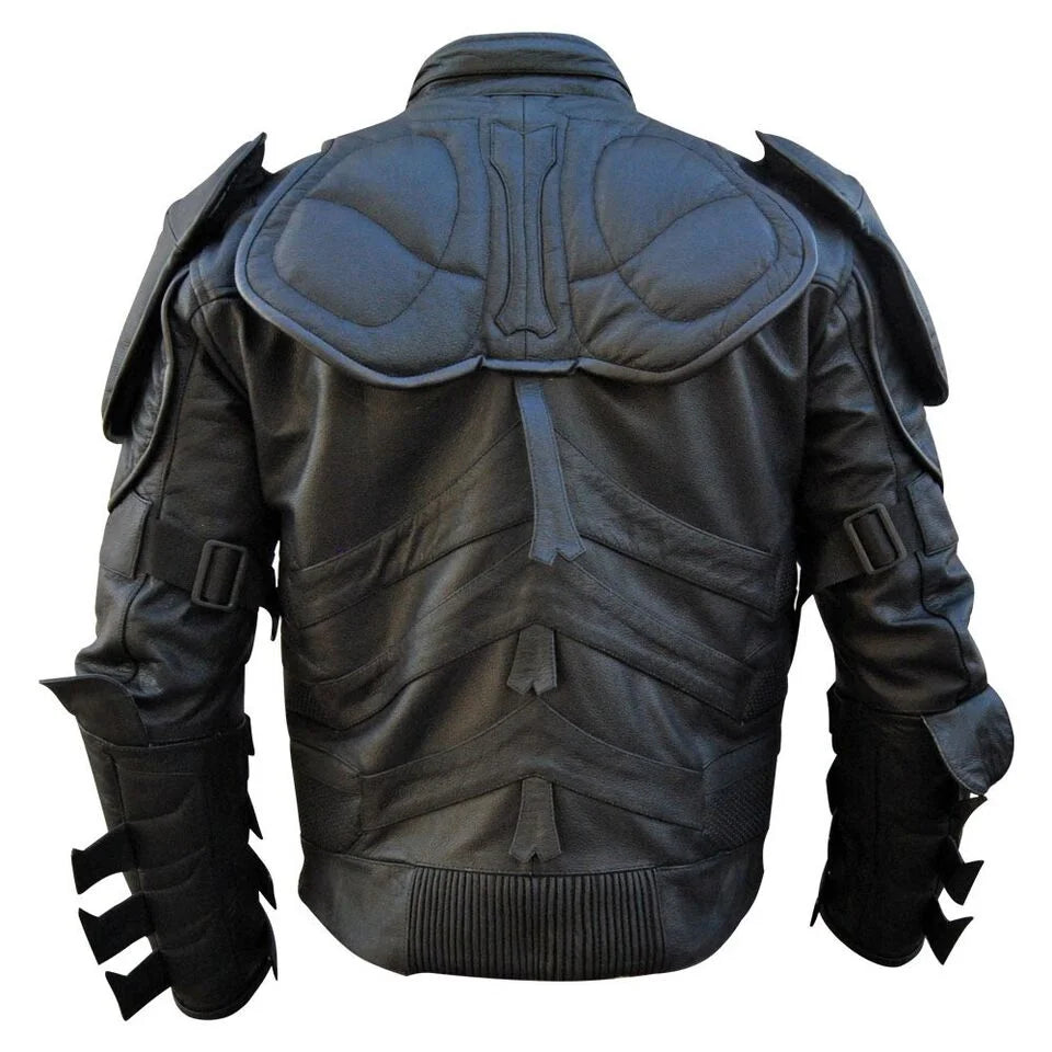 The Dark Knight Batman Cosplay Costume Batman Vs Bane Fight Safety Armored Genuine Lambskin Leather Racing Motorcycle Jacket