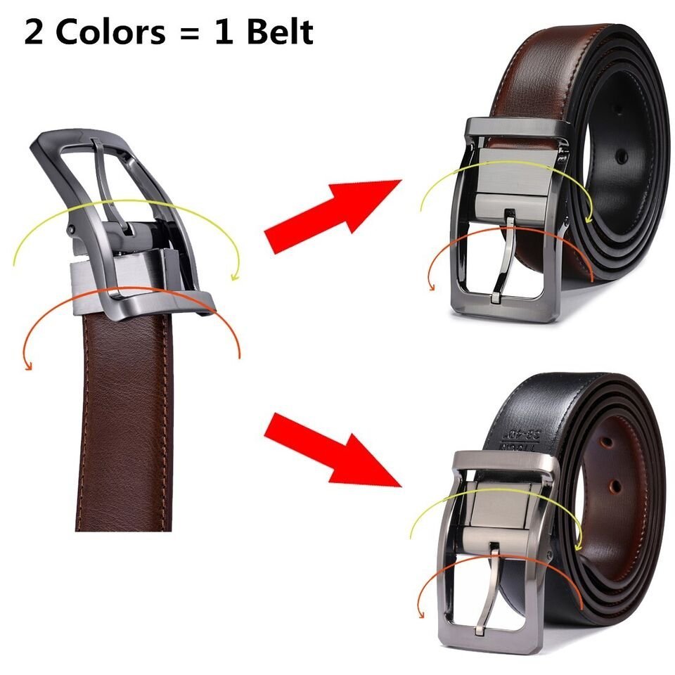 Black & Brown Reversible Formal & Casual Wear Genuine Leather Belt