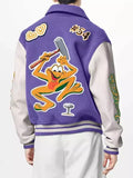 Louis Vuitton Purple frog leather varsity jacket