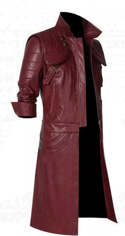 Devil May Cry Dante DMC 5 Cosplay Maroon Genuine Leather Trench Coat