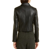 Sharon Womens Black Leather Moto Jacket