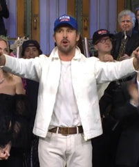 Ryan Gosling The Fall Guy White Leather SNL Jacket