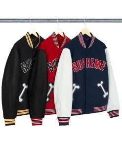 Supreme Bone Letterman Jacket