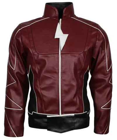 The Flash Barry Allen Maroon Leather Jacket Costume