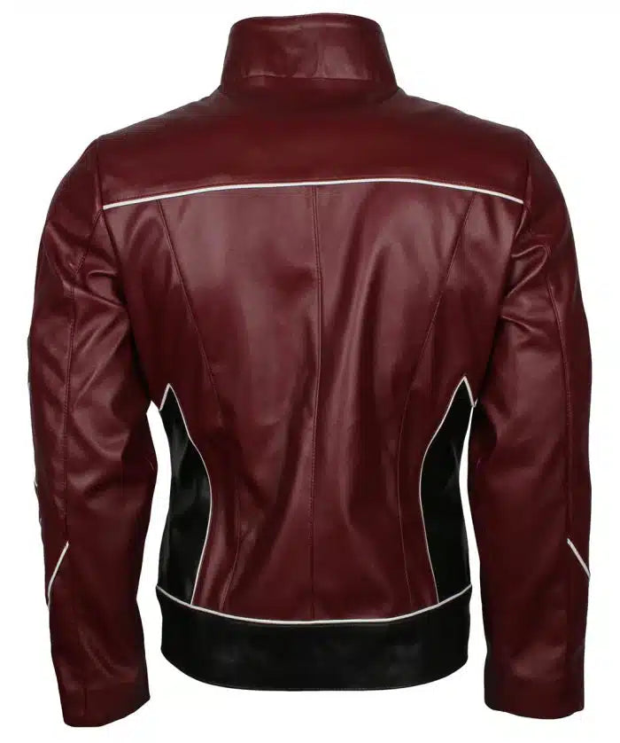 The Flash Barry Allen Maroon Leather Jacket Costume