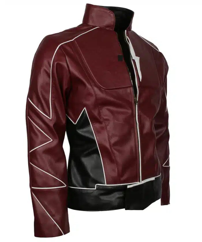 The Flash Barry Allen Maroon Leather Jacket Costume