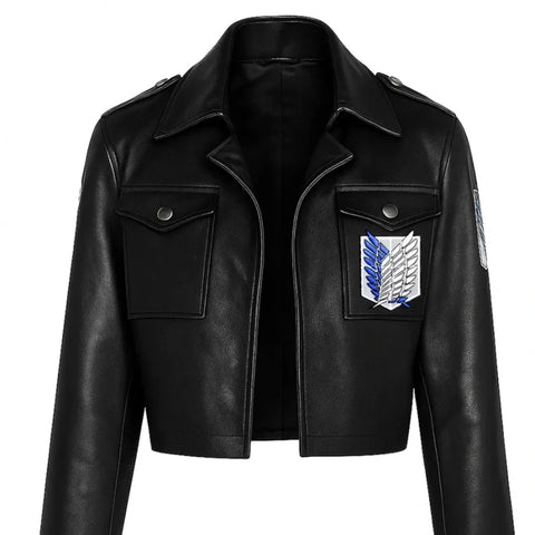 Mens Attack On Titan Cosplay Leather Jacket