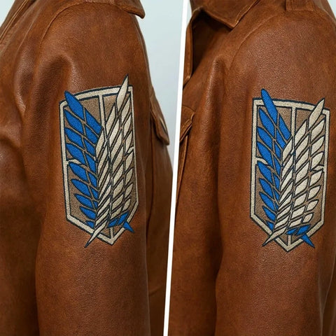 Mens Attack On Titan Cosplay Leather Jacket