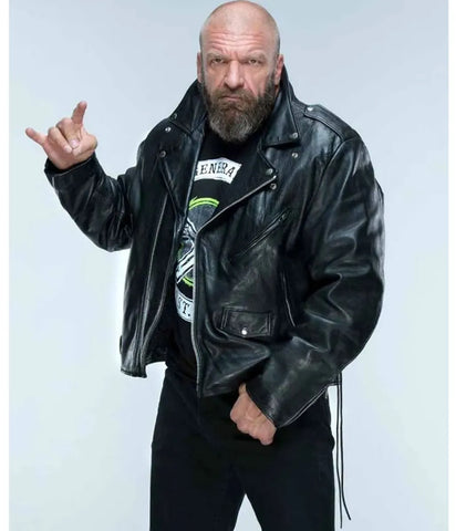 WWE Triple H Biker Leather Jacket Rated 4.67 out of 5 based on 3 customer ratings