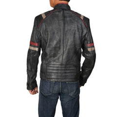 Vintage Cafe Racer Retro Cordura Black Biker Jacket