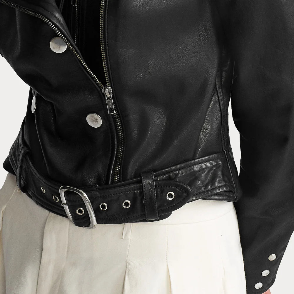 Women's Black Lambskin Leather Jacket | Motorbike Leather Jacket