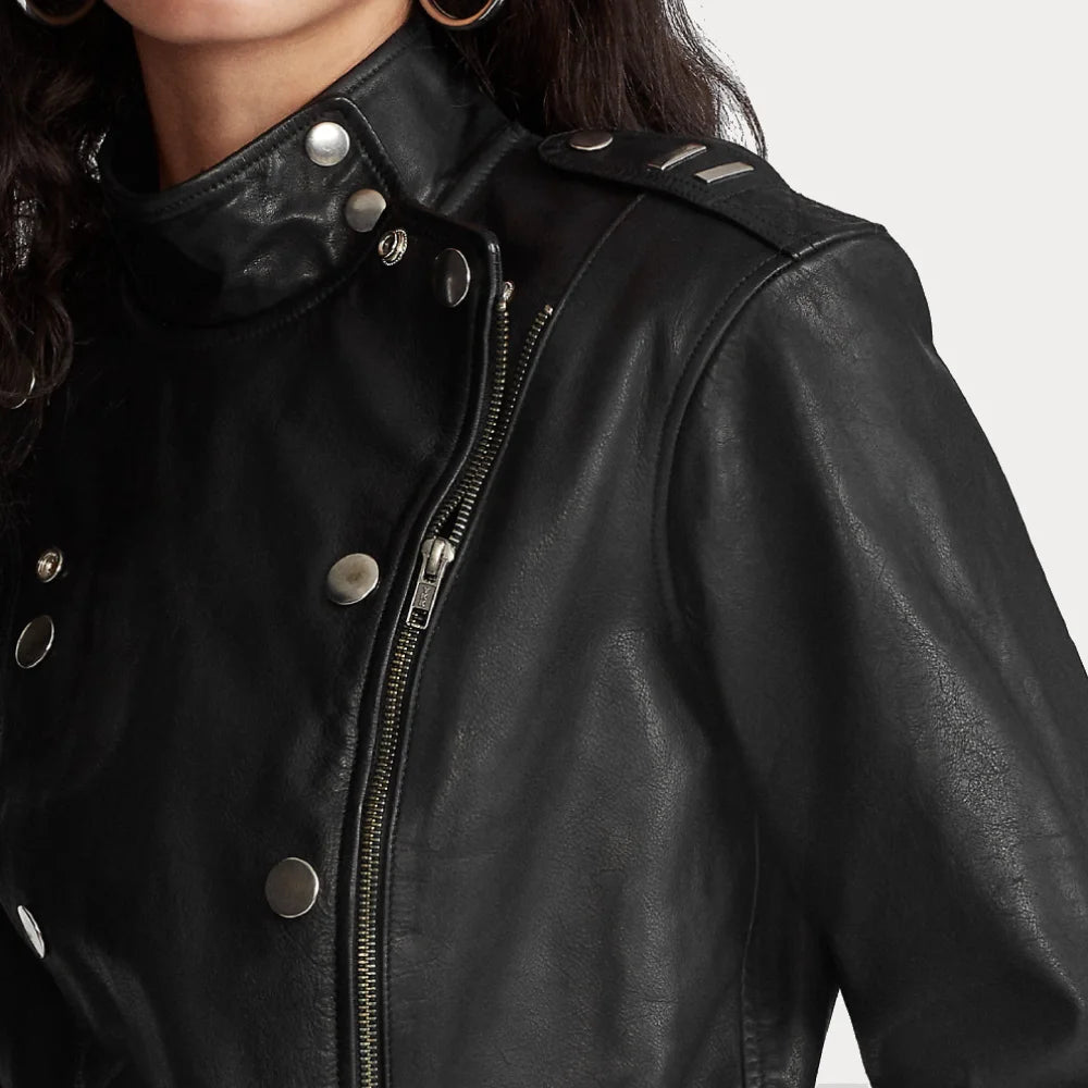 Women's Black Lambskin Leather Jacket | Motorbike Leather Jacket