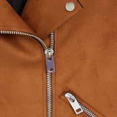 Women's Suede Brown Biker Jacket