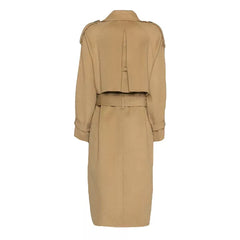 Beige Long Wool Trench Coat Womens