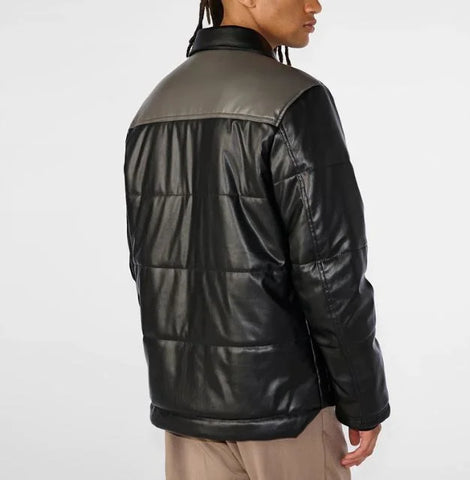 Men's Leather Puffer Jacket | Versatile Winter Attire